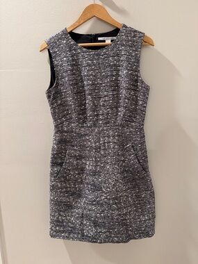 Diane Von Furstenberg Gray and Black Tweed Mini Dress